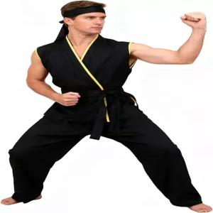 패션조이 남성 가라테 기 코스튬 민소매 유니폼 할로윈 코스프레 머리띠 풀세트 의상