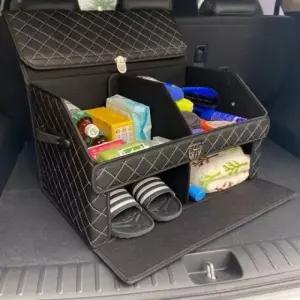 자동차 2층 가죽 트렁크정리함 수납함 대용량 용품