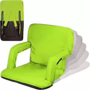 피크닉 타임 벤츄라 휴대용 리클라이닝 스타디움 시트(등 지지대 포함) 접이식 블리처 의자(등 및 쿠션