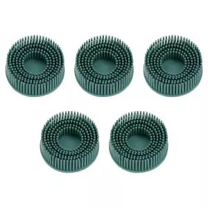 하핑턴 5pcs 브리스틀 디스크 2 50 그릿 연마 브러시 디버링 전기 퀵 체인지 롤 락 코팅 제거 금속 그린