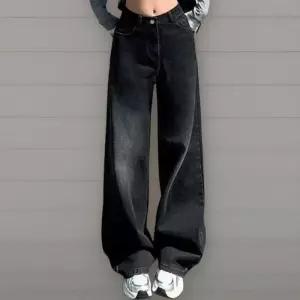 [신상오픈런]여성 빈티지 블랙 와이드 데님 팬츠 (41993038)