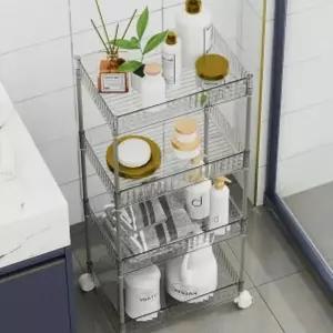 심플리 PFA967H7 투명 4단 이동식선반 39x27cm 바퀴 달린 선반