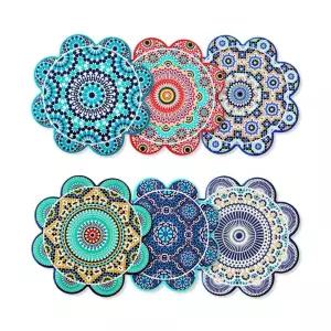 컵 아줄레주 플라워 세라믹 코스터 6개 세트받침대 테이블데코 티코스터 매트 잔받침 커피 머그 카페인테리