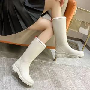 여성 롱장화 레인부츠 말랑 방수 4컬러 가벼운신미끄럼방지 첼시 워터슈즈 리본 예쁜