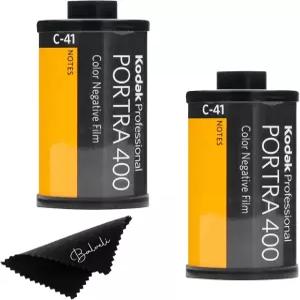 코닥 초상화 400 필름 - 35mm 카메라용 36exp 롤 2팩 발벨리 프리미엄 극세사 천 포함