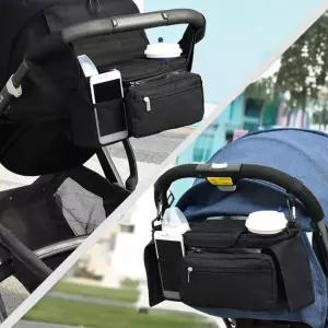 두손자유 육아 유모차 핸들에 부착하는 주머니 가방 기저귀보관 컵홀더