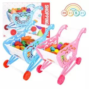 레인보우 쇼핑카트놀이 핑크어린이 컬러 마트 소꿉 역할