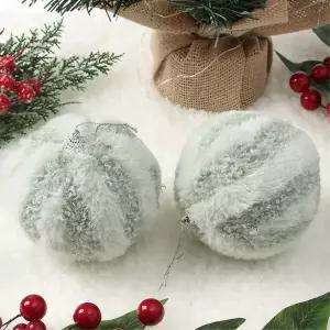 그린 장식볼 2p 10cm 라인폼폼이 크리스마스 트리 액세서리 소품 오너먼트 트리볼 성탄절