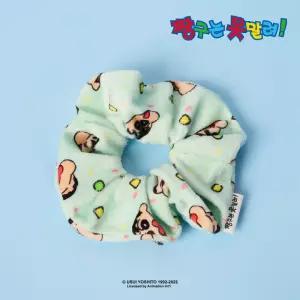 짱구 민트 패턴 곱창밴드헤어끈 머리 곱창