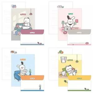 [셀러에이드]캐릭터손편지지 선물 커플 봉투포함 특별한날 대용량편지지 토끼