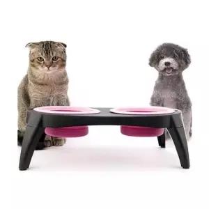 [반려] 강아지용 키높이 접이식 쌍식기 개밥그릇 애견식기