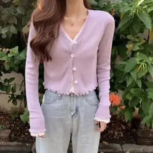 [신상오픈런]숏가디건 물결 크롭니트 얇은긴팔 시스루 타이트핏 (30492212)