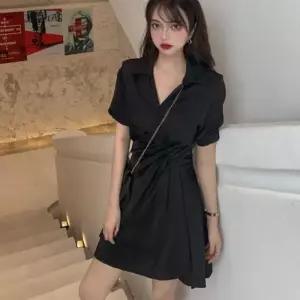 [신상오픈런]반팔원피스 올검 슬렌더룩 타이트핏 사선 플레어 (30487817)