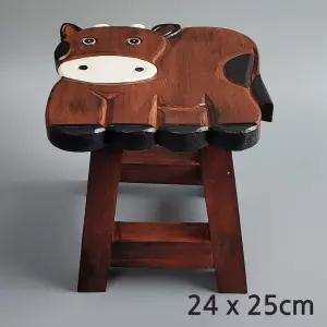 황소 동물 캐릭터 원목 의자 스툴 나무 어린이 키즈체어 원형 우드
