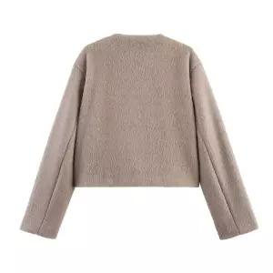 여자 울 가을 라운드 코트 혼방 모피코트 원픽3