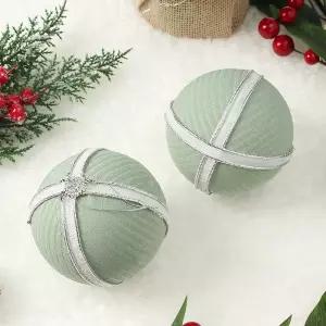 Jdt 장식볼 2P 10cm 화이트라인트리액세서리 소품 트리볼 크리스마스 악세사리