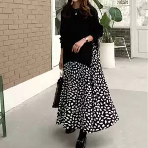 G126381_상의 니트 레이어드 원피스 롱원피스 꾸안꾸패션 등원룩 결혼식하객 여성 가을