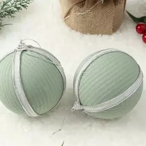 그린 장식볼 2p 10cm 화이트라인 트리 악세사리 크리스마스 액세서리 오너먼트 성탄절 소품 트리볼