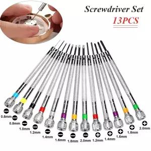 시계 제작자용 정밀 스크루드라이버 세트 고경도 스틸 슬롯 및 크로스 키트 수리 도구 0.6-2.0mm 13 개