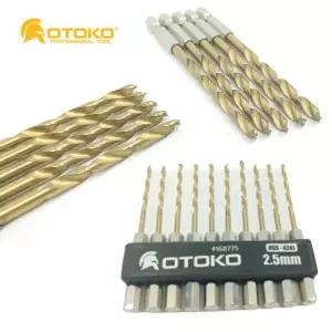 드릴기리 철 PVC 티타늄 코팅 HSS 4241 임팩비트 2.5MM 10pcs+1어댑터 연결 부속 철판 기리 팩드릴 복스 공