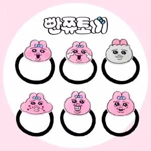 빤쮸토끼 아크릴 머리끈 랜덤발송헤어 토끼 귀여운 묶개 악세사리 예쁜 얼굴 헤어 캐릭터