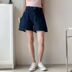 [신상오픈런]여자 와이드 밴딩 스티치 A라인 청반바지 (35830372)