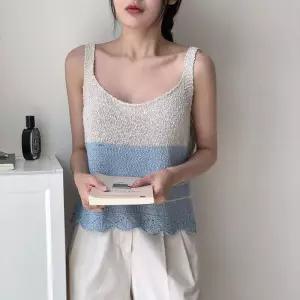 [신상오픈런]여자 뷔스티에 여름 단가라 배색 니트조끼 (35830021)