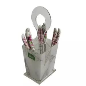 한지 나뭇잎 티스푼통 2칸 숟가락 젓가락 정리함 수저 티스푼 식탁 테이블 보관용기 주방용품