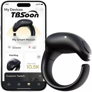 패션 타스비 스마트 링 카운터 기도 방향 표시기 가이드 5 아잔 알람 시계 용서 전자 묵주 이드 알 피트르