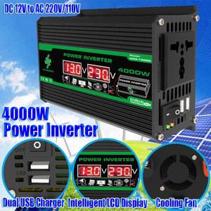 4000W 피크 자동차 인버터 변환기, DC 12V-AC 110V 220V 변압기 전압 듀얼 USB 스마트 자동차 전력 인버터