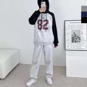 여자 오버핏 82 기모 배색 후드티 트레이닝 세트 깔끔 여성복 츄리닝 빅사이즈 셋업 스포츠웨어 스트링