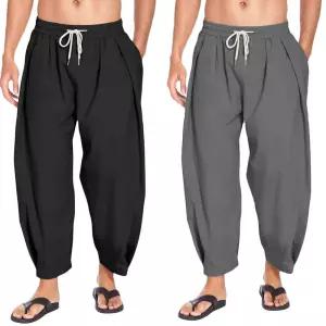 남자 편안한 바지 린넨 소재 여름 밴딩 배기 마 밴팬츠 넨팬츠 남성넨