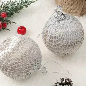 샴페인골드 장식볼 2p 10cm 그물망 트리 소품 오너먼트 크리스마스 액세서리 성탄절 트리볼