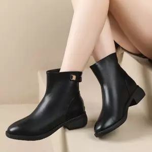 셉띠엠브레 가죽 워커 통굽 빅사이즈 폼 플랫 플랫워커 앵클 라운드 리얼 여성플랫워커 UNO5