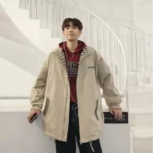 남성2컬러 루즈핏 체크양면 리버서블점퍼 아우터 INSUM47가을 공용잠바 커플 외출복