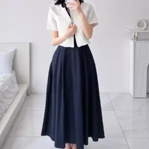 [신상오픈런]여성 반팔 트위드 자켓 진주버튼 노카라 오피스룩 (37001084)