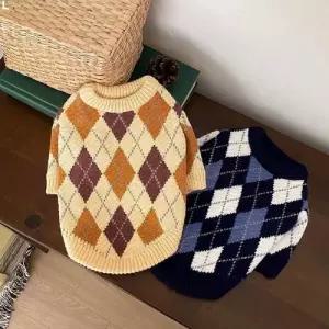 아가일 체크 니트 강아지옷 BND-W47애견 가을 원피스 개원피스 강아지