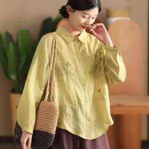 여자셔츠 긴팔 봉제 루즈핏 자수 상의 봄 스팽글 모시 심쿵마켓