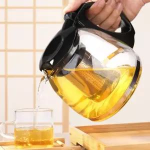 안전손잡이 유리 티포트 티팟 차포트 찻주전자 1.1L 망주 티망 티폿