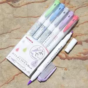제브라 붓타입 트윈 형광펜 MILDLINER 5색 Refined학생 선물 단체 양면 듀얼 붓펜 세트 밑줄 중요표시
