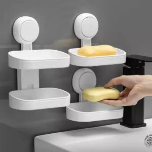 흡착식 더블 비누 받침대 비누대 거치대비누홀더 트레이 보관 대받침 욕실 욕실대 비누통 접시 비누곽 물빠