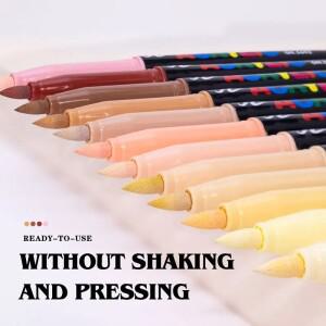 12색 스킨 아크릴 페인트 마커 펜, 부드러운 브러시 팁 아트 돌, 타일, 유리, 세라믹, 나무 페인팅 용품