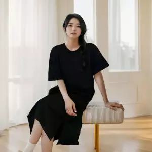 박시 반팔 롱 원피스 여성 홈웨어 빅사이즈티셔츠형 데일리 심플룩 편한착용감 핏원피스 롱티 간절기 무지