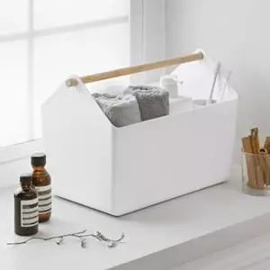 직사각형 우드 손잡이 수납함 이동식 다용도 수납함 공간활용 욕실 정리함