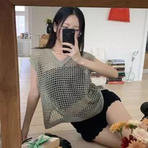 [하프클럽/옷자락]여성 여름 망사 민소매 루즈핏 니트 조끼