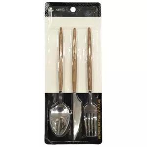 감성 더한 우드패턴 포크 나이프 스푼 양식기 3P 세트 커트러리 커트러 고급 디저트 선물