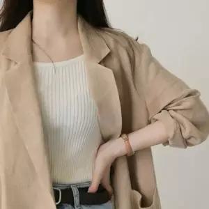 여름 린넨 자켓 원버튼 캐주얼 오버핏 재킷 진베이지 봄가을 가벼운 구김없는 긴팔 낸재킷 여자낸 여성낸