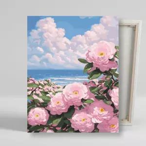 DIY 동백꽃과 운해 40X50 캔버스 그림그리기 페인팅DIY명화그리기 그리기 해바라기 유화꾸미기 DIY키트 그