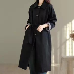 벨트 롱 트렌치코트 여성 봄 가을 아우터 간절기아 루즈핏 오버 박시 블랙 검정 맥시 데일리 캐주얼룩 직장