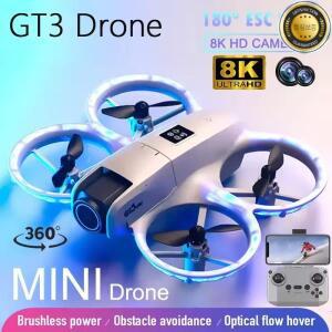NEW GT3 미니 드론 8K HD 듀얼 카메라 항공 지능형 장애물 회피 광학 흐름 호버링 4축 RC 10000M